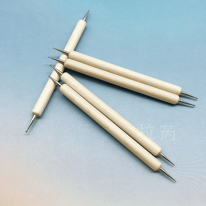 Fabric Tracing Pen for Cross-Stitch DIY Embroidery Supplies with Wooden Handle, Double-Ended Tracing Tool in Nordic Style