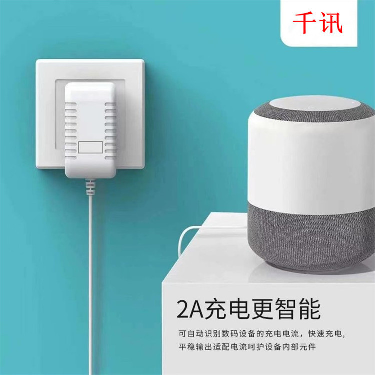 First-hand wholesale 12V2A small home charger Baidu AI smart speaker charging power cord straight elbow