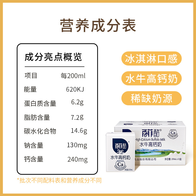 [Ten Billion Subsidies] Baifei High Calcium Buffalo Milk 200ml*10 Boxes of Prepared Milk for Students and Kidsren Breakfast Milk