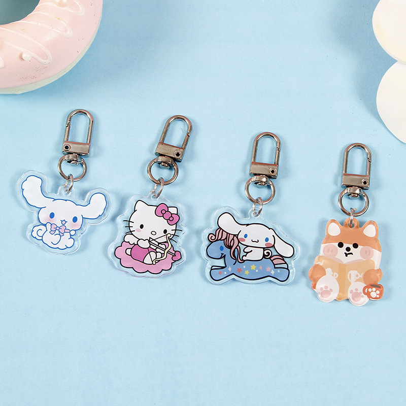 Japanese Acrylic Keychain Anime Keychain Cute Cartoon Acrylic Keychain Creative School Bag Pendant