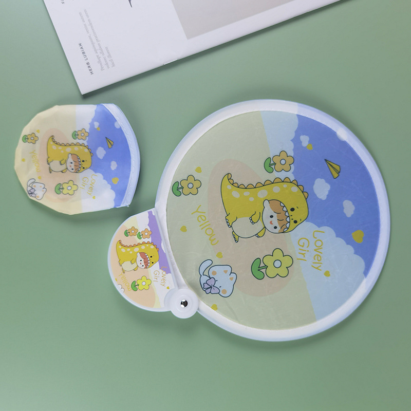 Factory creative advertising fan printing cartoon pp fan plastic enrollment promotion outdoor Frisbee fan wholesale