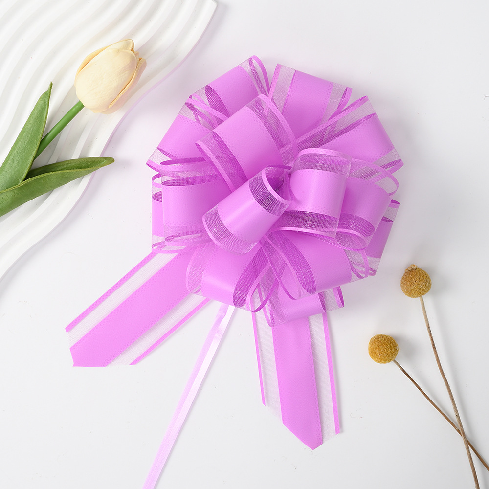 Cross-Border special for 50 double-layer snow gauze simple and elegant natural color three-dimensional spherical hand-pulled flower wedding car Christmas New Year gift pulled flower