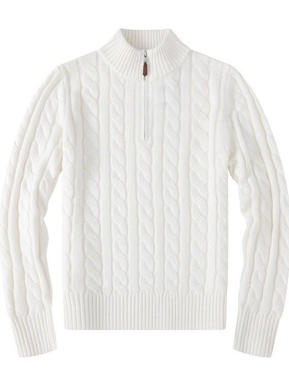 Мужской свитер с вышивкой малый поло с половинной молнией трикотажный бизнес-кросс-бодрящий базовый свитер