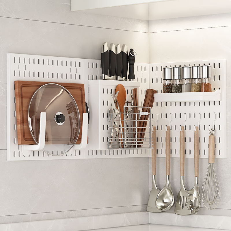 Hole-Free Hole Board Storage Rack Kitchen Hole Board Accessories Storage and Organization Display Rack Multi-Functional Hole Board