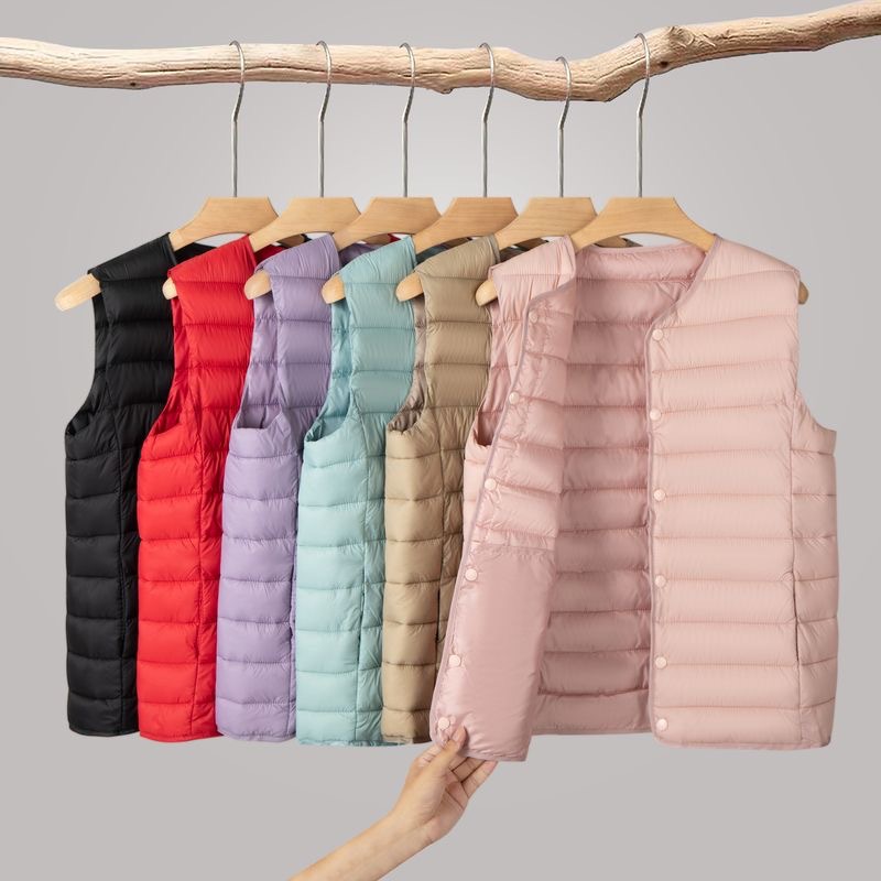 Новый тонкий хлопковый жилет 2025 года для женщин, осень и зима, без воротника, короткий, большой размер
