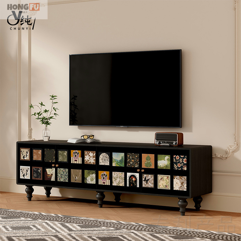 ТВ-кабинет в средневековом стиле из массива дерева, французский напольный шкаф для хранения, шкаф для хранения под диван в гостиной, декоративный шкаф для входа