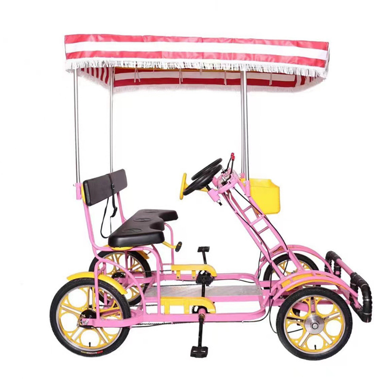 Aowite Park tourist scenic spot car sharing bicycle scan code riding sightseeing pedal car Joint row double car