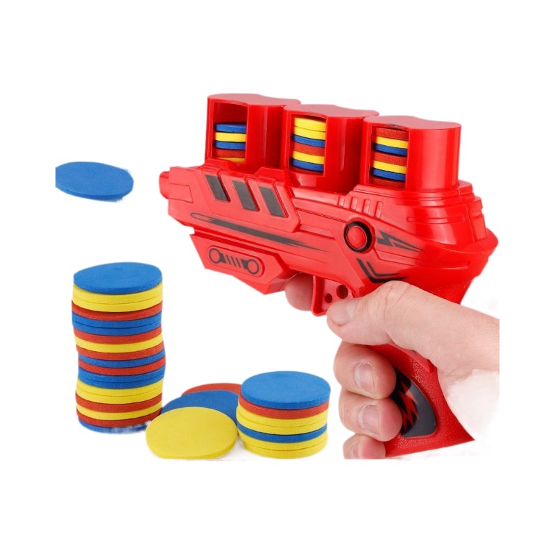 Children's Soft Ejection Flying Saucer Gun Double Family Interactive Soft Bullet Shooting Burst Eva Carrot Gun Toy Wholesale