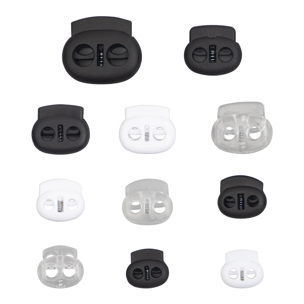 Factory direct pig nose buckle in stock small medium large spring buckle transparent white black double hole oval rope buckle