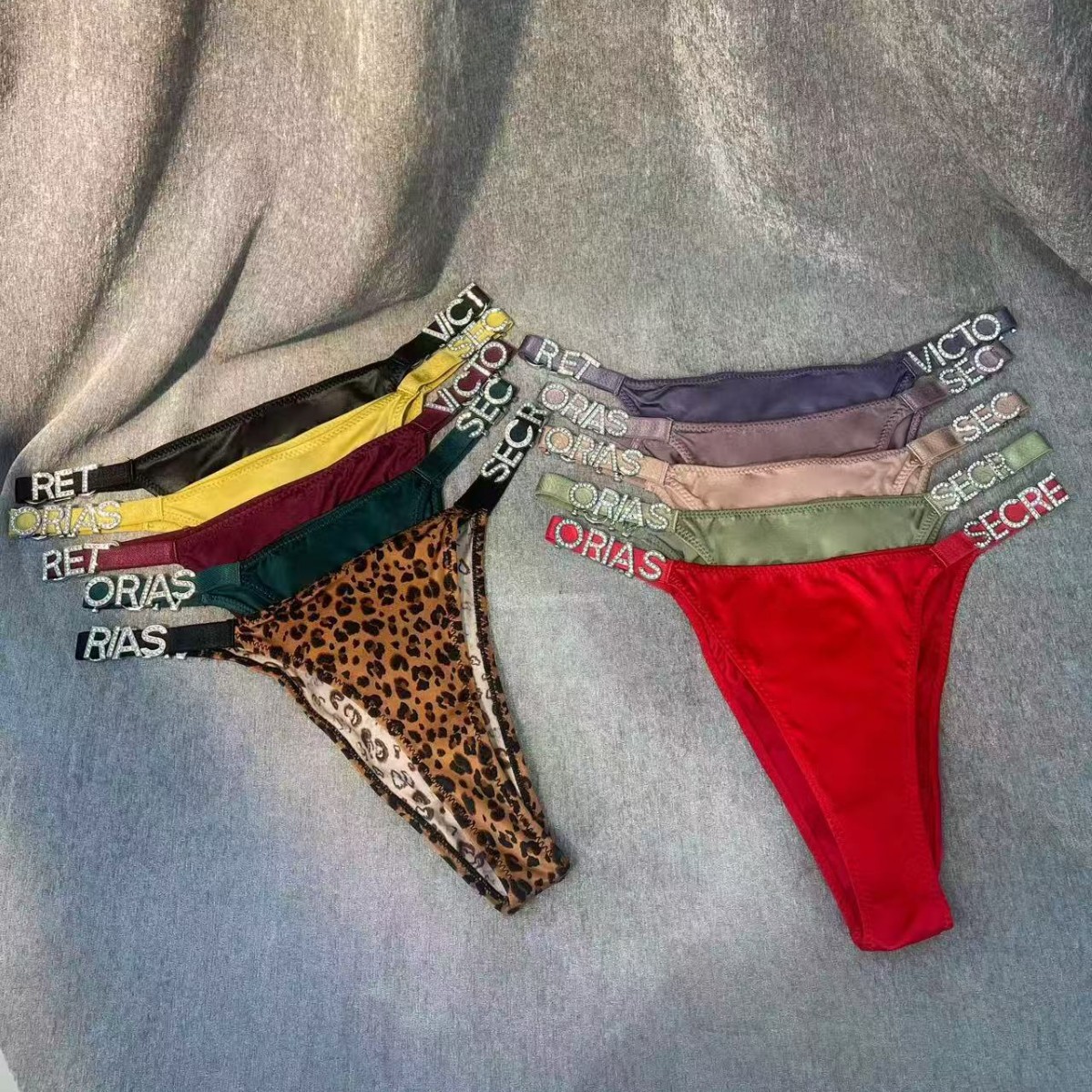 Women's Rhinestone Gathering Bra Set Adjustable Bra and Panty