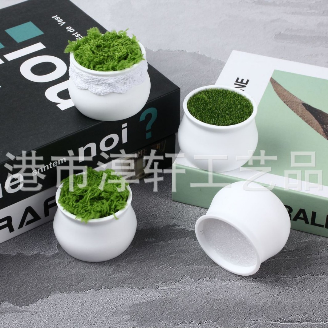 Factory Direct Plastic Flower Pot Simple Round Bonsai Anti-fall Mini Flower Pot Wool Twist Rod Simulation Small Flower Pot