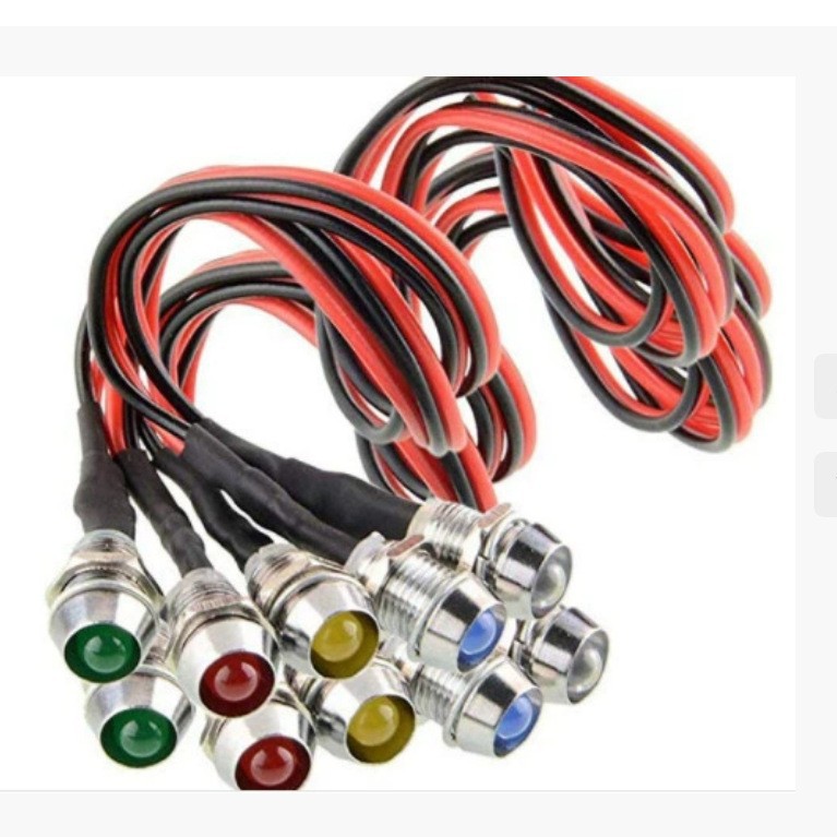 10Pcs 24V Led Indicator Pilot Direction Car Truck Boat Blue Red Green Yellow White (Five Colors)