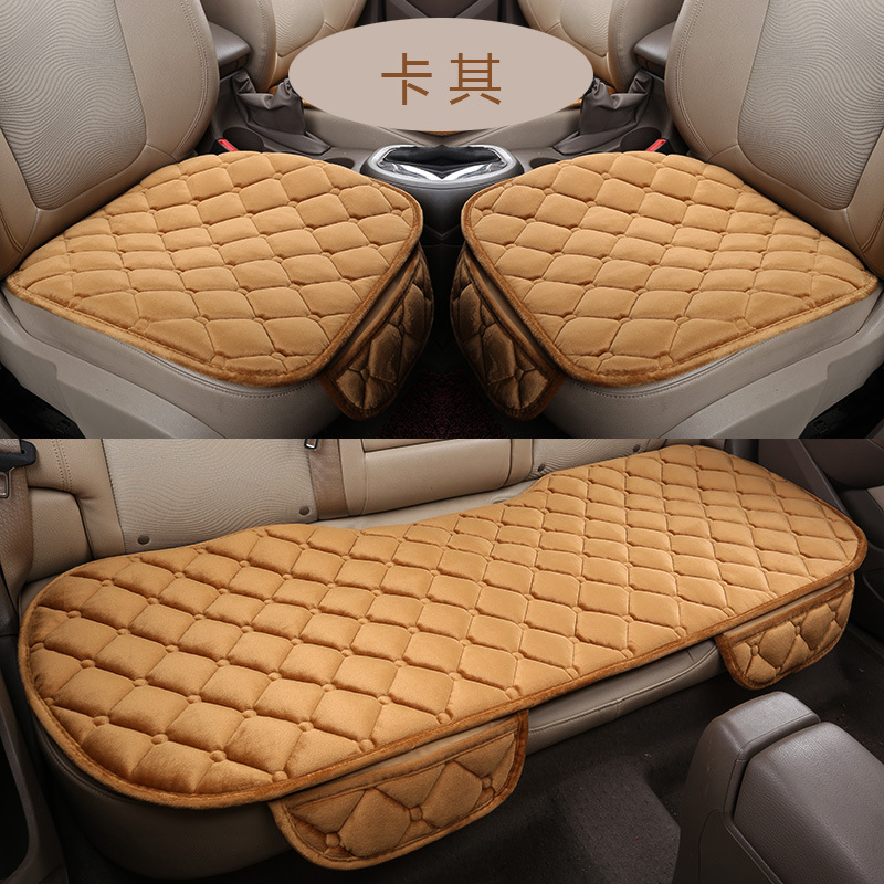 Cross-car seat cushion car cushion winter plush half bag no backrest three-piece set tie-free non-slip thick seat cushion warm-keeping single piece