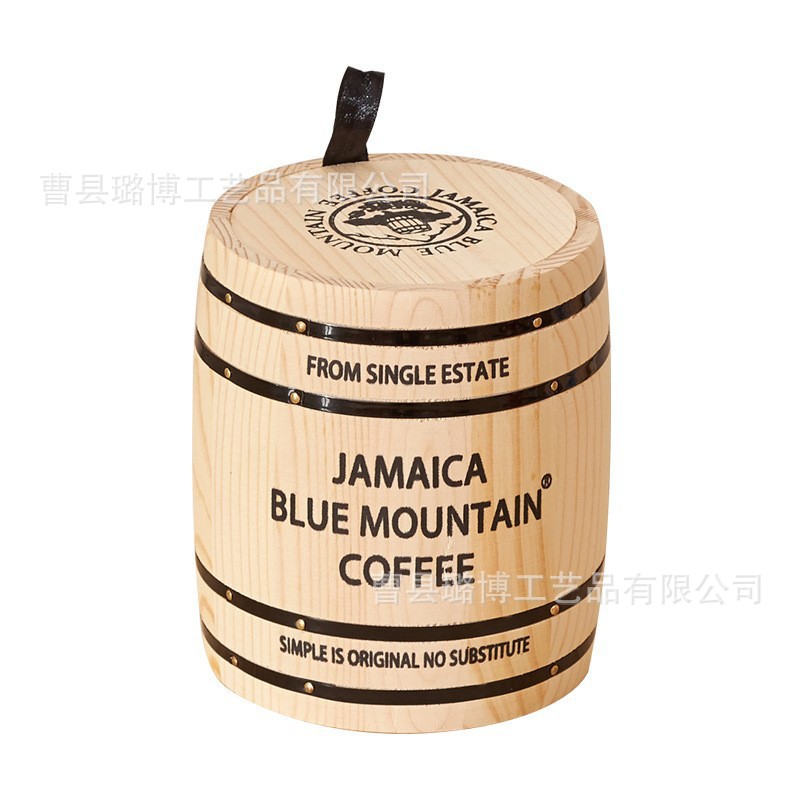 Cross-border wooden coffee bucket household multi-purpose solid wood coffee beans storage wooden bucket scattered tea bucket kitchen seasoning wooden bucket