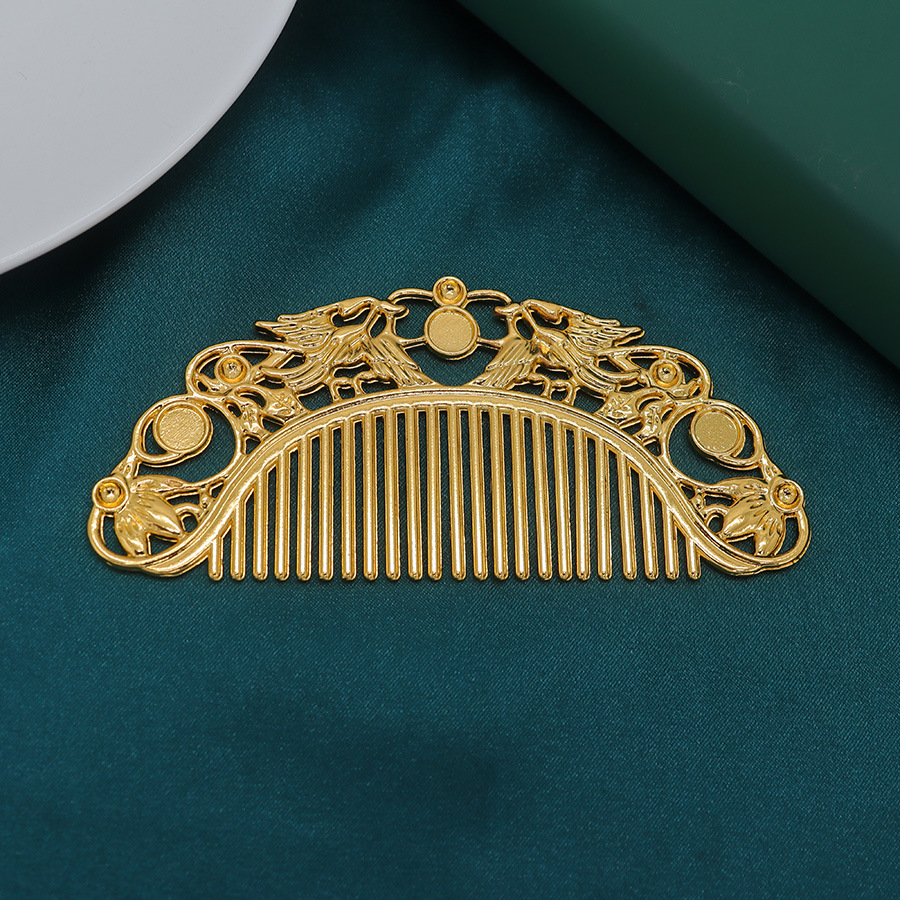 Alloy electrophoresis color-preserving ancient style hair comb collection Tang style new Chinese style hanfu cheongsam peony updo hair insert comb accessories