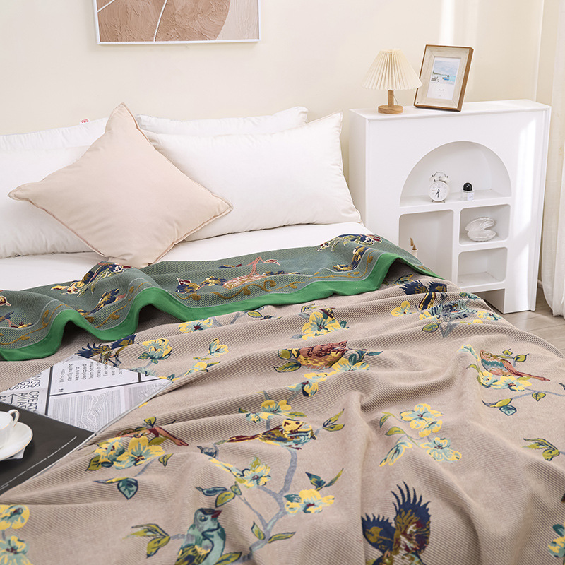 Gauze Blanket Towel Quilt Pure Cotton Casual Blanket Nap Blanket Air Conditioning Pure Cotton Advanced Four Seasons Three-piece Sofa Blanket