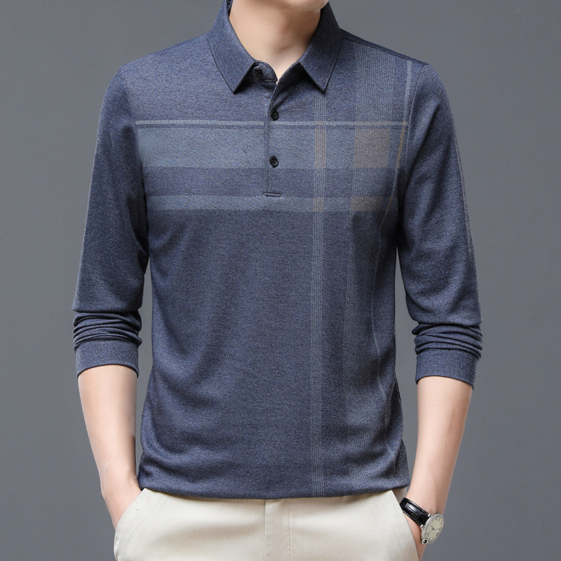 2023 new middle-aged long-sleeved T-shirt men's middle-aged and elderly casual loose spring and autumn top men's bottoming T-shirt