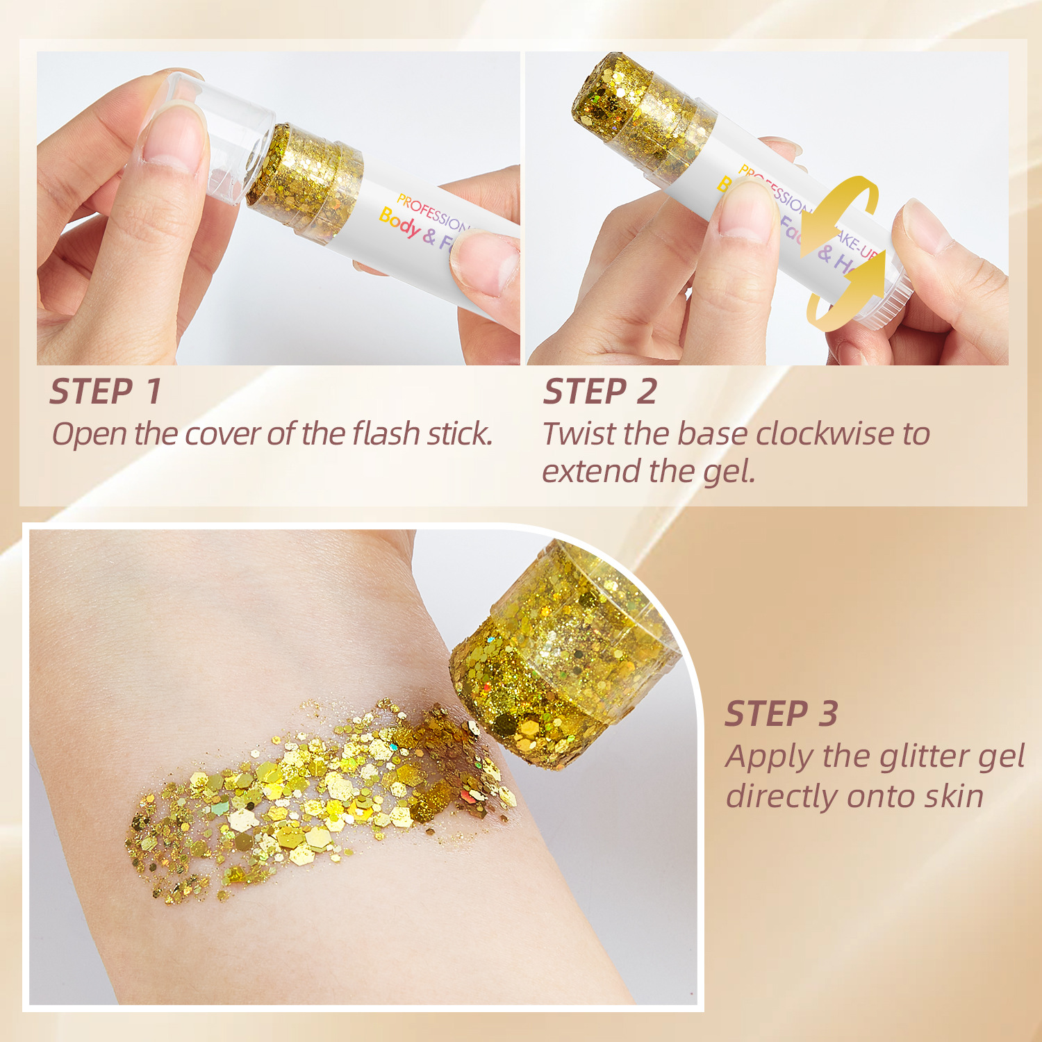 Cross-border body glitter stick face painting sequins gel mermaid makeup music festival carnival hair eye shadow makeup