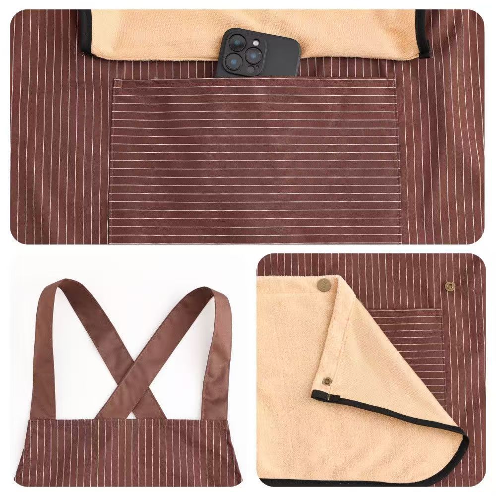 New Detachable Thickeneded Large Hand Towel Apron Waterproof and Oil-Proof Apron Men's High-End Black Home Kitchen