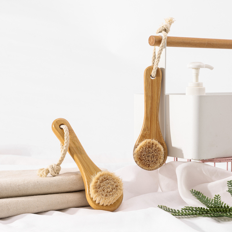 Spot Wholesale Portable Multifunctional Body Brush Baby Bath Brush Bamboo Wool Cleansing Brush Soft Bristle Face Brush