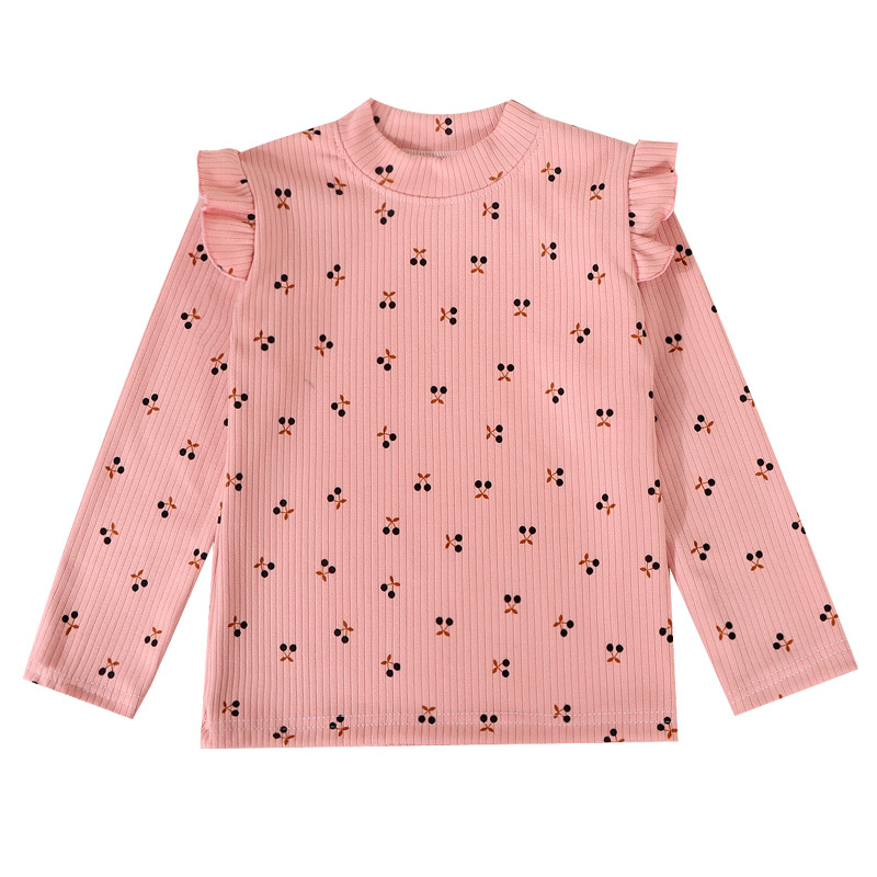 Children's western style Korean style long sleeve all-match printed baby Autumn women's baby sleeve New girls' floral top bottoming shirt