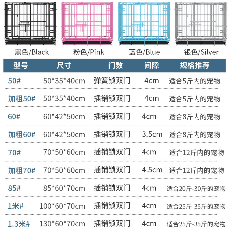 Dog Cage for Small Dogs, Teddy, Medium-Sized Dogs, Indoor Household with Toilet Separation, Foldableing Cat Cage, Rabbit Cage, Pigeon Cage, Chicken Cage