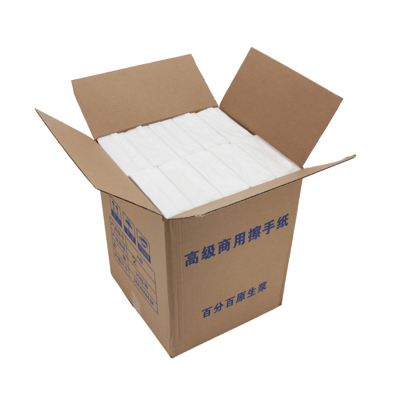 Full box of commercial paper hotel bathroom hand towel shopping mall wash basin paper bag thickened wet hand towel