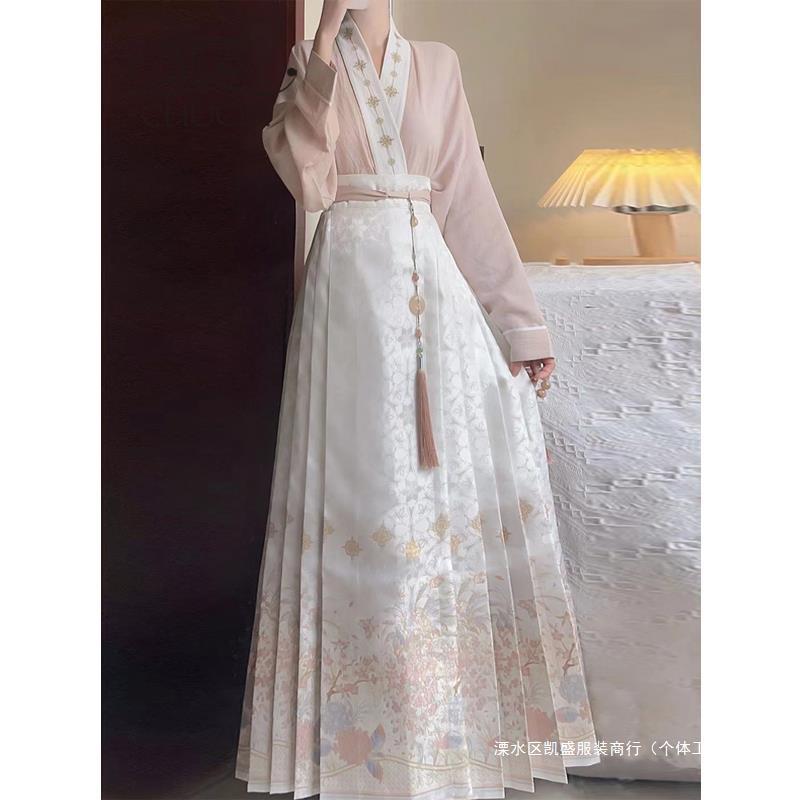 Новый китайский стиль топ с жилеткой и юбкой осень и зима маленький улучшенный минь хан одежда для женщин