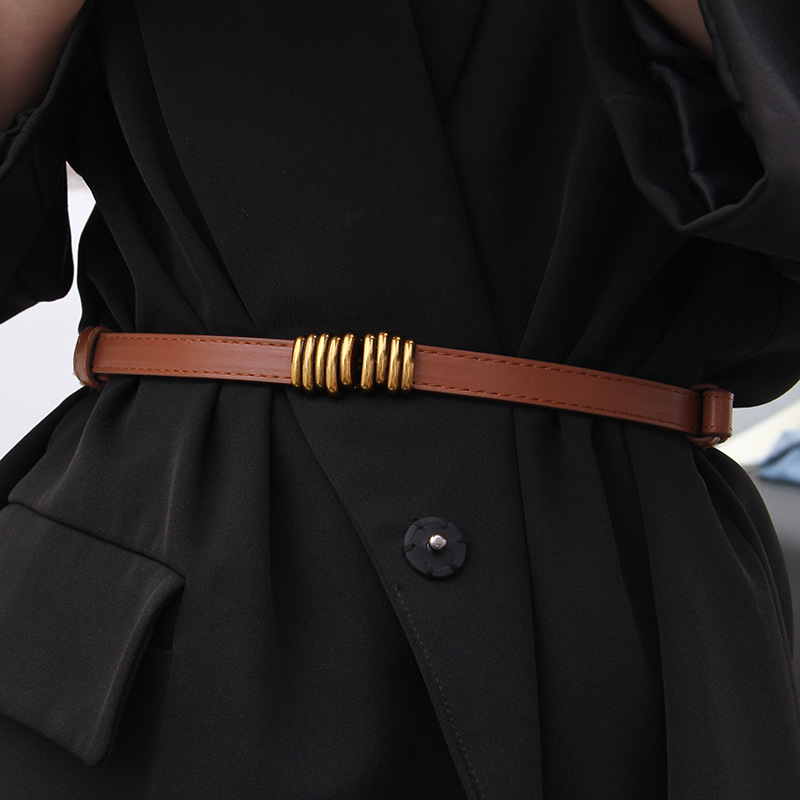 Suit Vintage Thin Belt Women's Summer Fashion All-match Decorative Dress Skirt Coat Waist Seal Belt Black