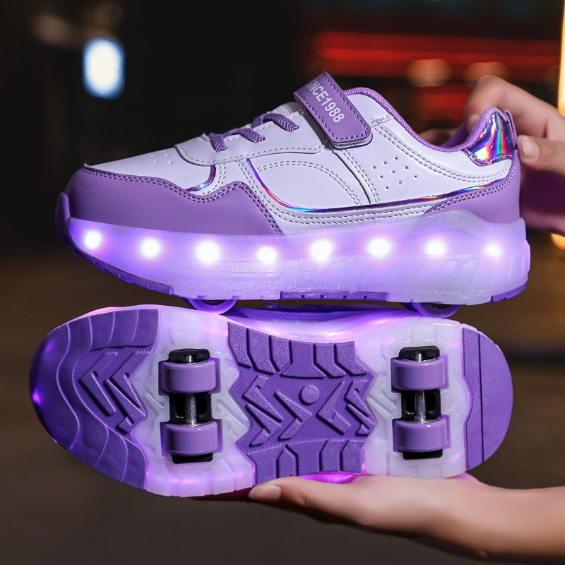 Internet-famous children's heloo shoes roller skating boys four-wheel explosive shoes student skates new detachable girls' roller shoes