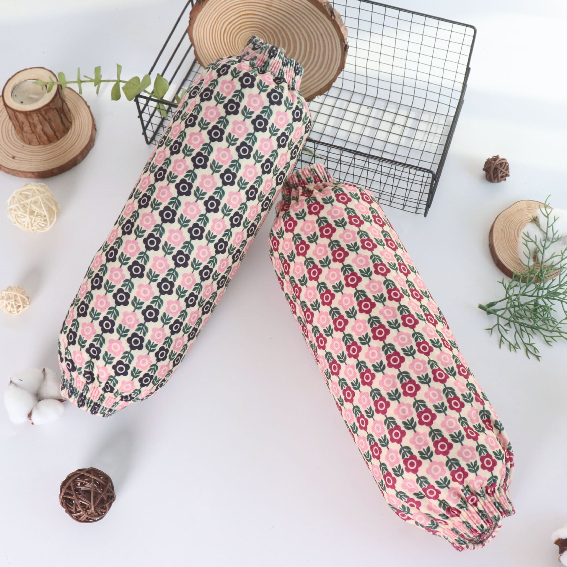 Sleeve four-pin oil-proof anti-fouling long thickened autumn and winter adult men's and women's kitchen flannel oversleeve work anti-dirty sleeve