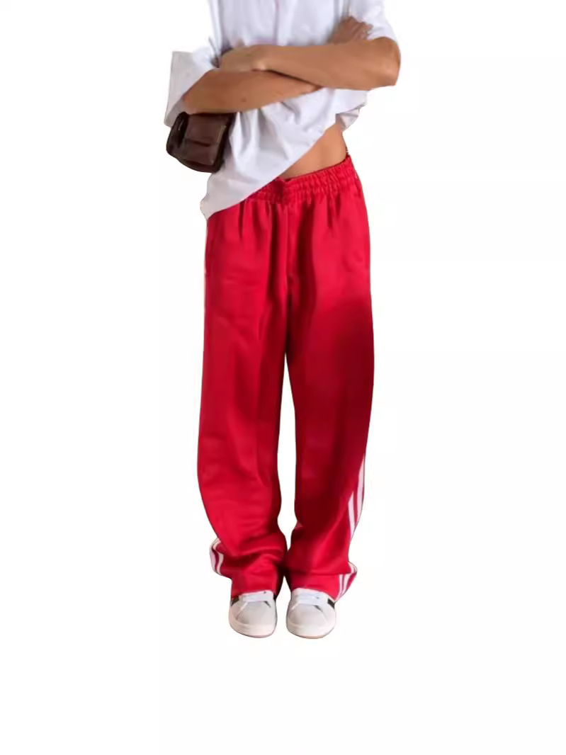 2024 Amazon Red American Spice Girl Street Women's Contrast Long Casual Sports Pants