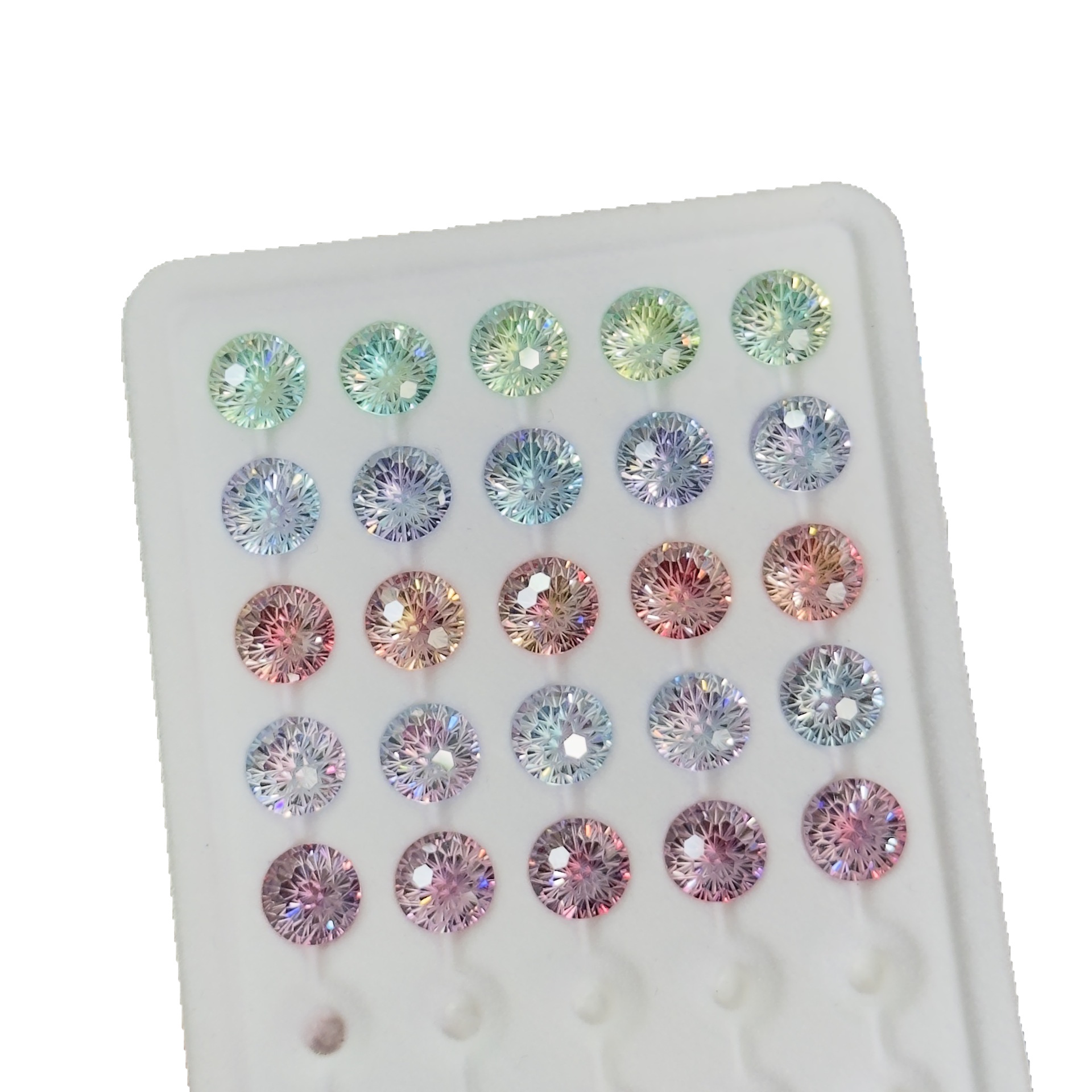 Colorful Gradient Fireworks Cut Ear Bone Nail Raw Stone 5A Zircon Xiaohongshu Popular Loose Stone