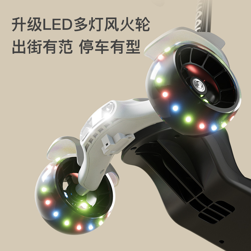 Big Kids Scooter Flash Teenager One-Leg Scooter Three-Wheel Handbrake Foldable Scooter Scooter