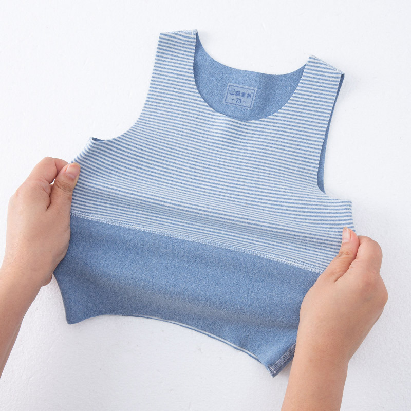 Double-sided velvet baby boneless vest autumn and winter boys and girls elastic bottoming Children Baby sleeveless warm belly protection