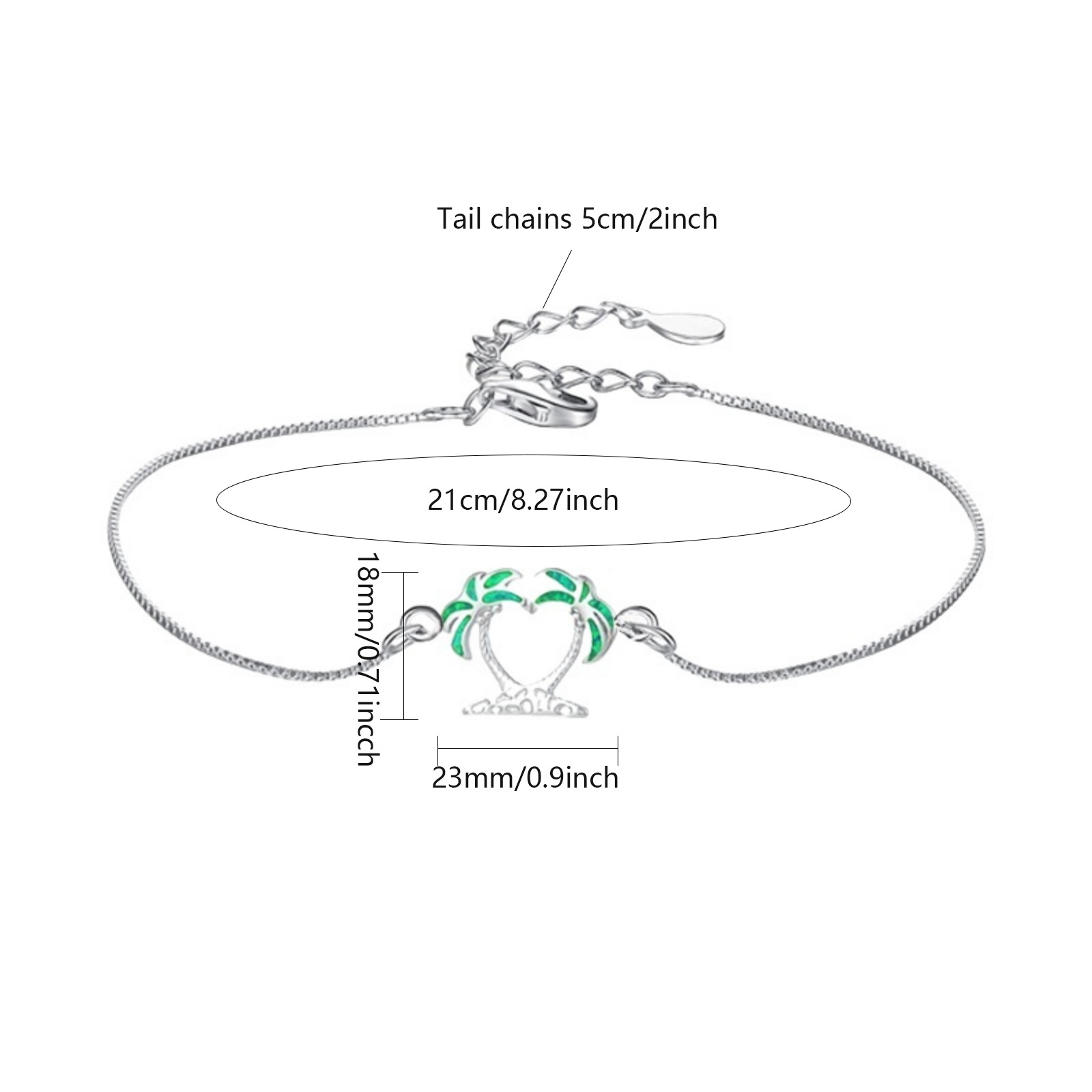 Opal New Hawaiian Ocean Coconut Tree Anklet Opal Anklet Fashion Colorful Jewelry Wholesale Inlaid with Opal