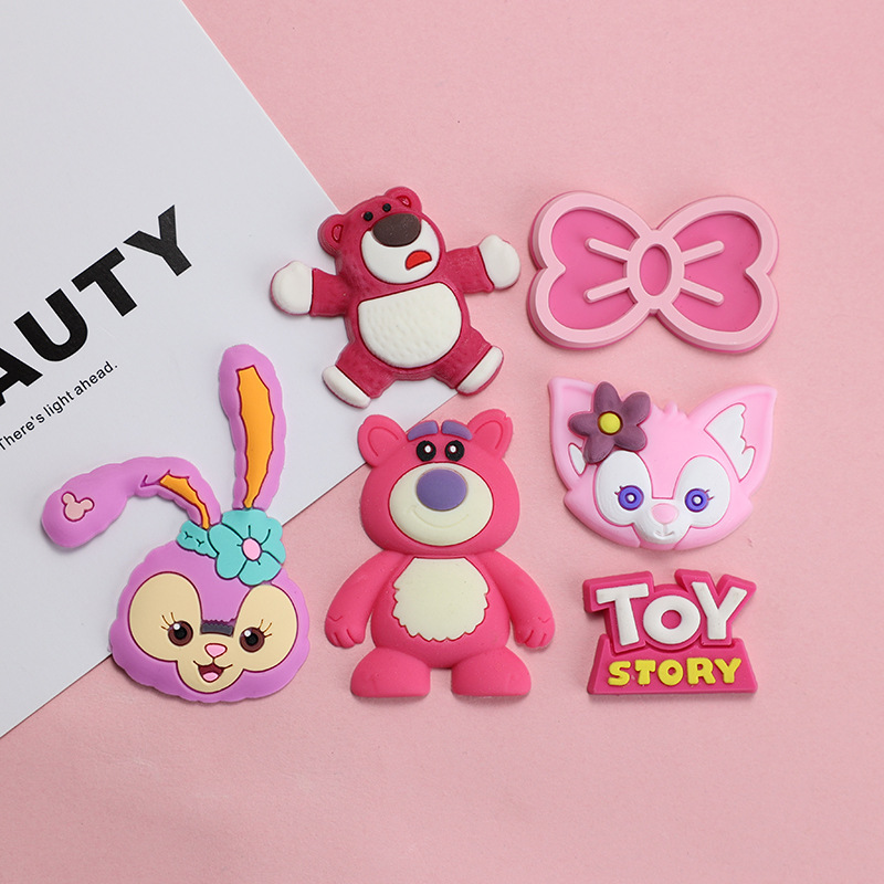 Cartoon strawberry bear DIY soft glue accessories cream glue mobile phone shell hole shoes water Cup hairpin jewelry accessories material