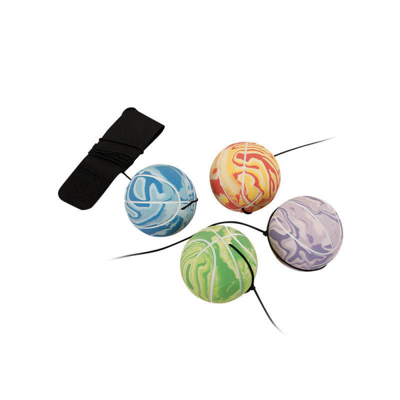 Wrist elastic ball with rope color ball children's exercise wrist ball hand throw back ball boy toy to relieve boredom artifact
