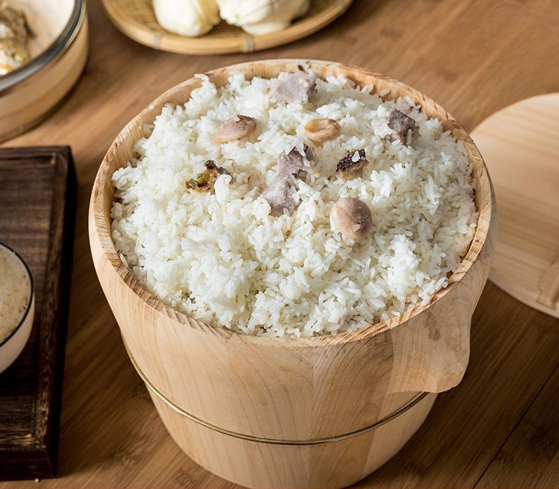 Steamed Rice Wooden Barrel Steamer Bamboo Wooden Handmade Fir Kitchen Size Kitchen Utensils Steamed Rice Large Rice Barrel Meal Zhao Zhiwu