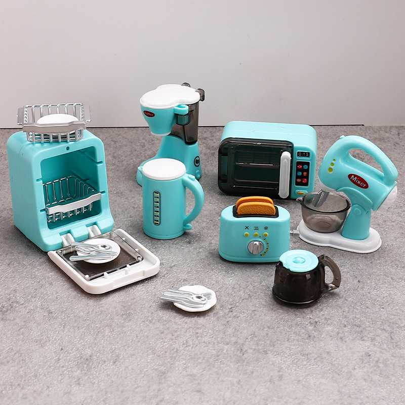Miniature diy play house toy mini simulation small household appliance model doll house accessories coffee machine egg beater