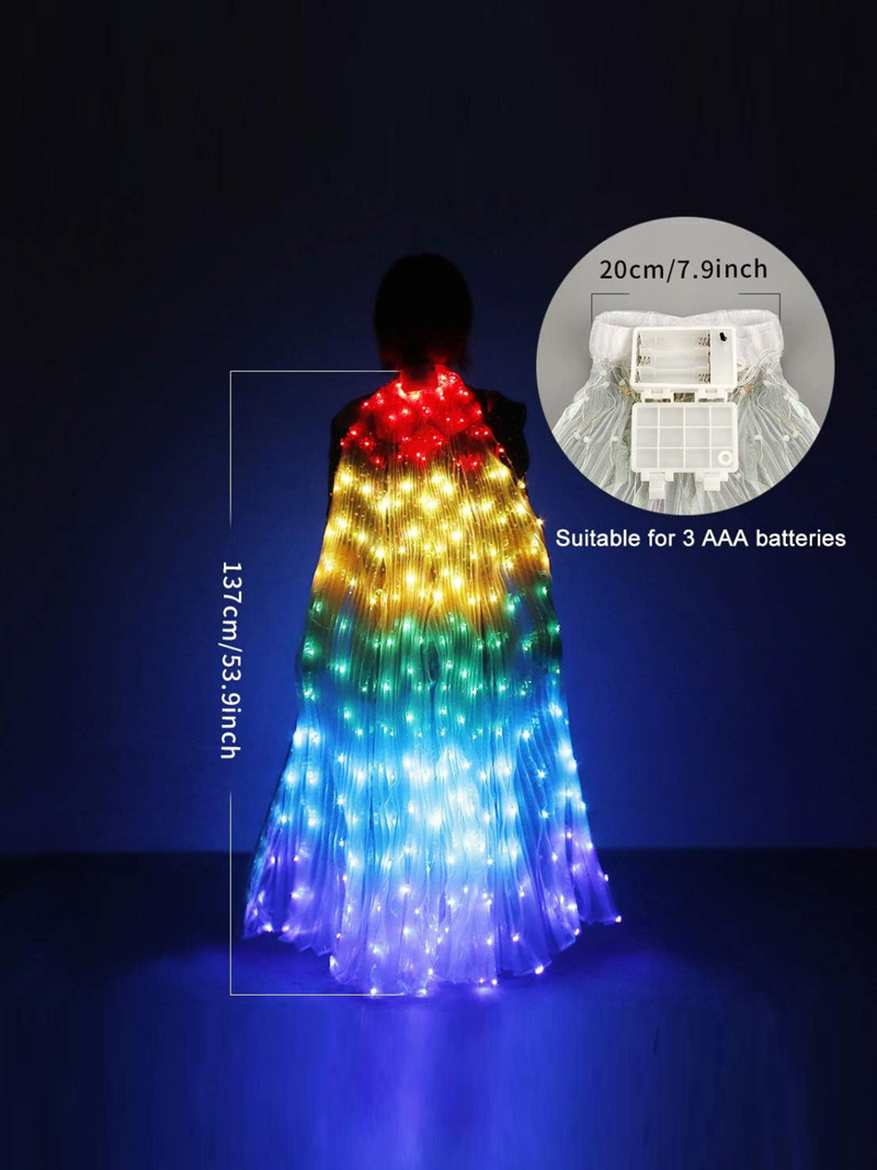 Светящиеся крылья для танца живота, бабочка, плащ, реквизит для Хэллоуина, Рождества, карнавала, сценические аксессуары для вечеринки