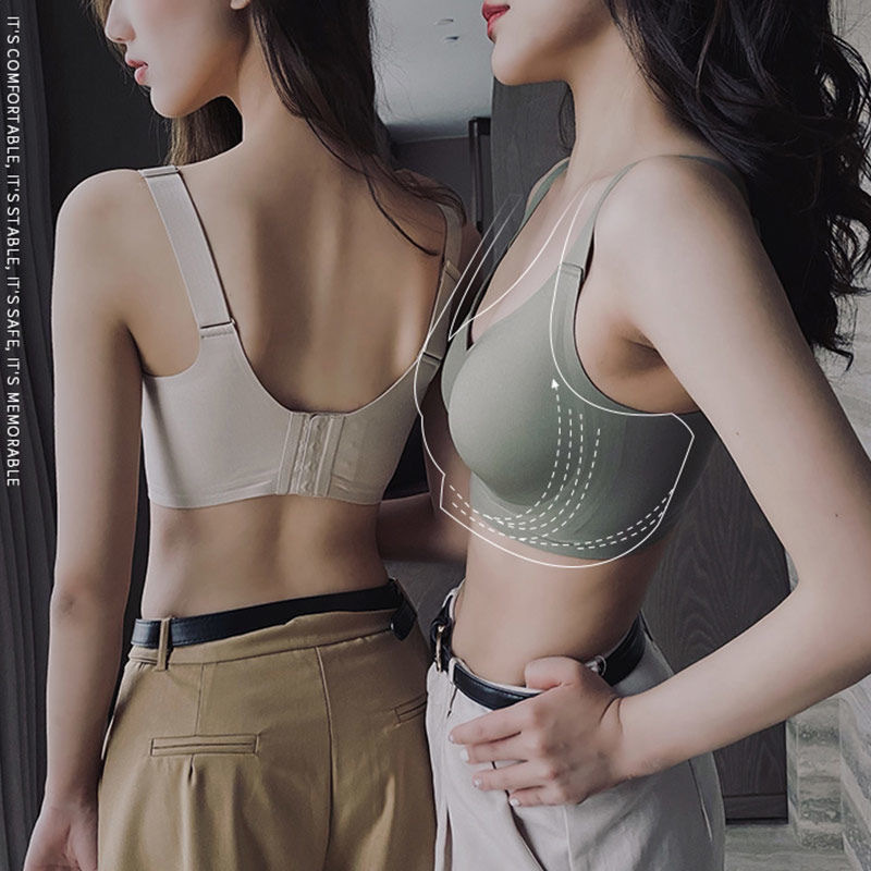Traceless Underwear Large Chest Small Push-up Shrink Thin Parammary Bra Non-rimless Sports plus size Bra
