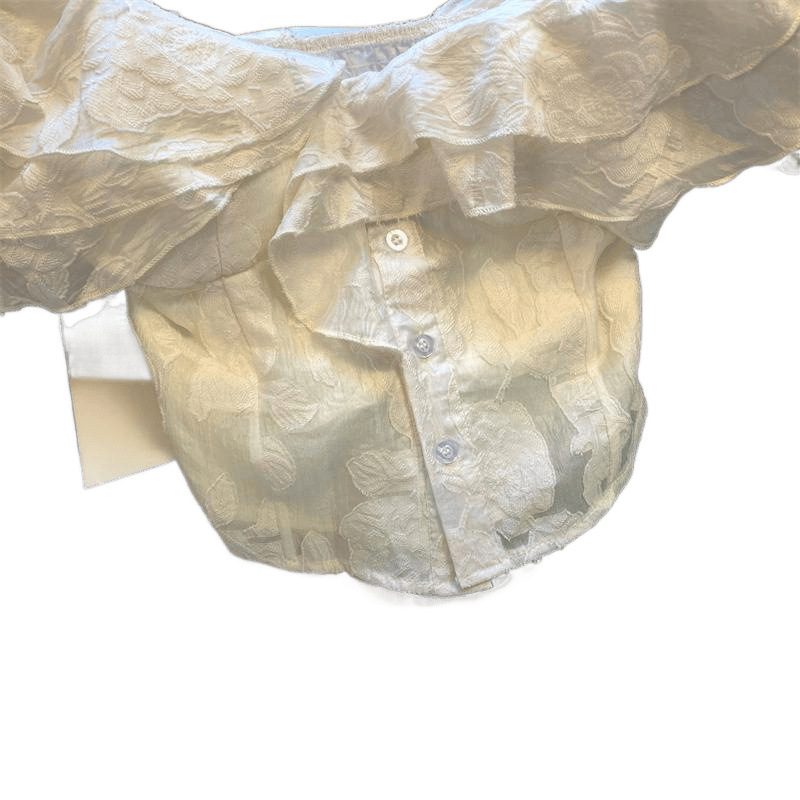 French Ruffled One-Shoulder Shirt for Women, Summer Hot Girl's Waist-Cinching Flying Sleeves, Chest-Wrapped Shirt, Short Style, Elegant Top