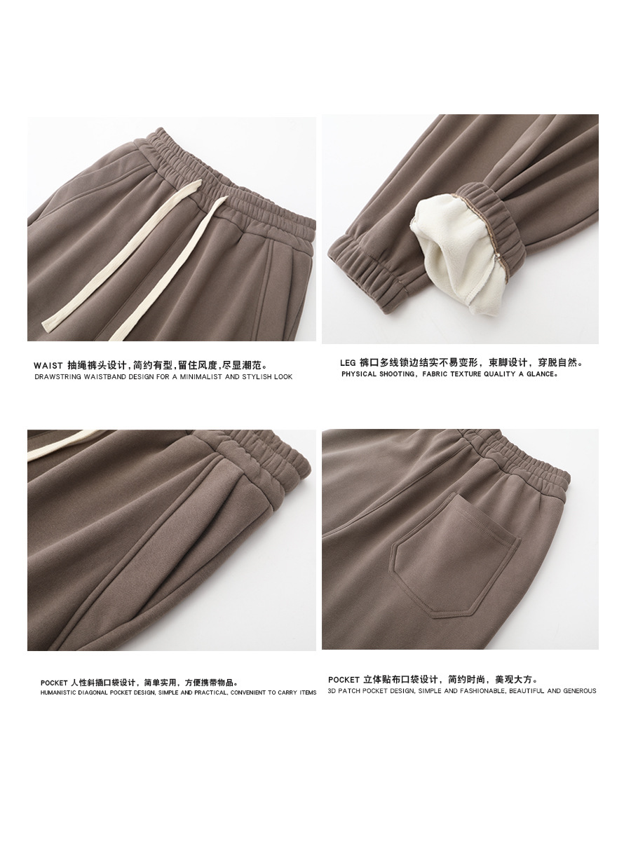 Autumn and Winter heavy fleece-lined thick loose ankle-tied sports pants men's and women's comfortable close-fitting casual fashionable all-match extra-large sweatpants