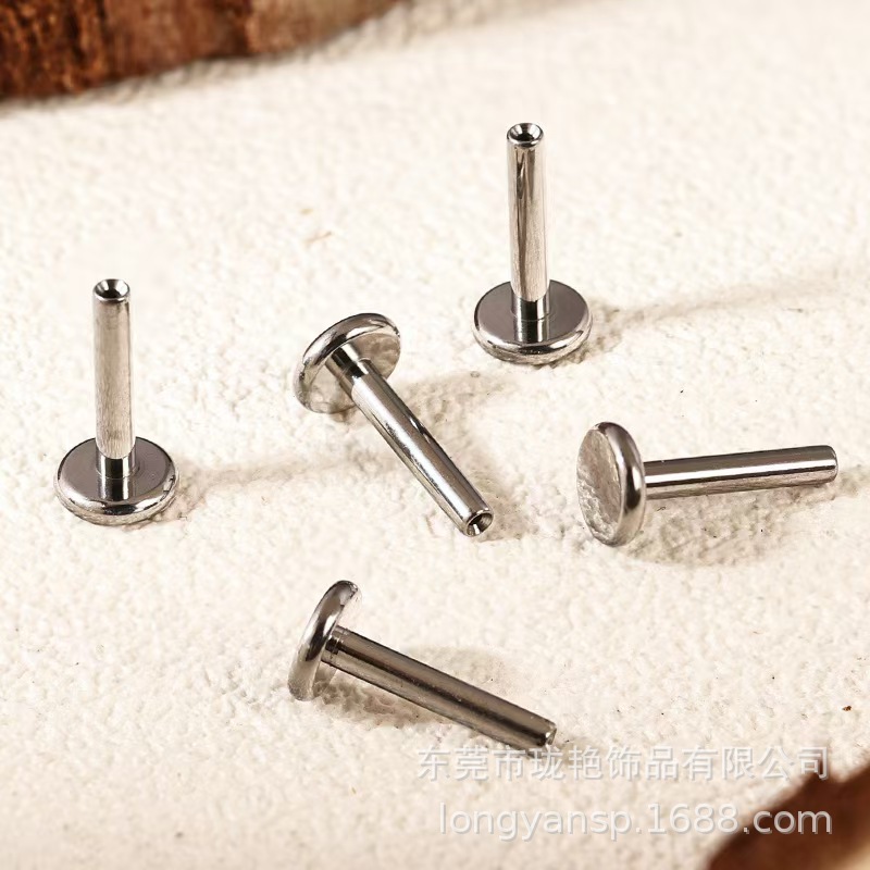 F136 Titanium Alloy Inner Tooth Lip Nail Straight Rod Flats Bottom Ear Bone Nail Inner Thread Ear Nail Replacement Rod Piercing Jewelry Accessories