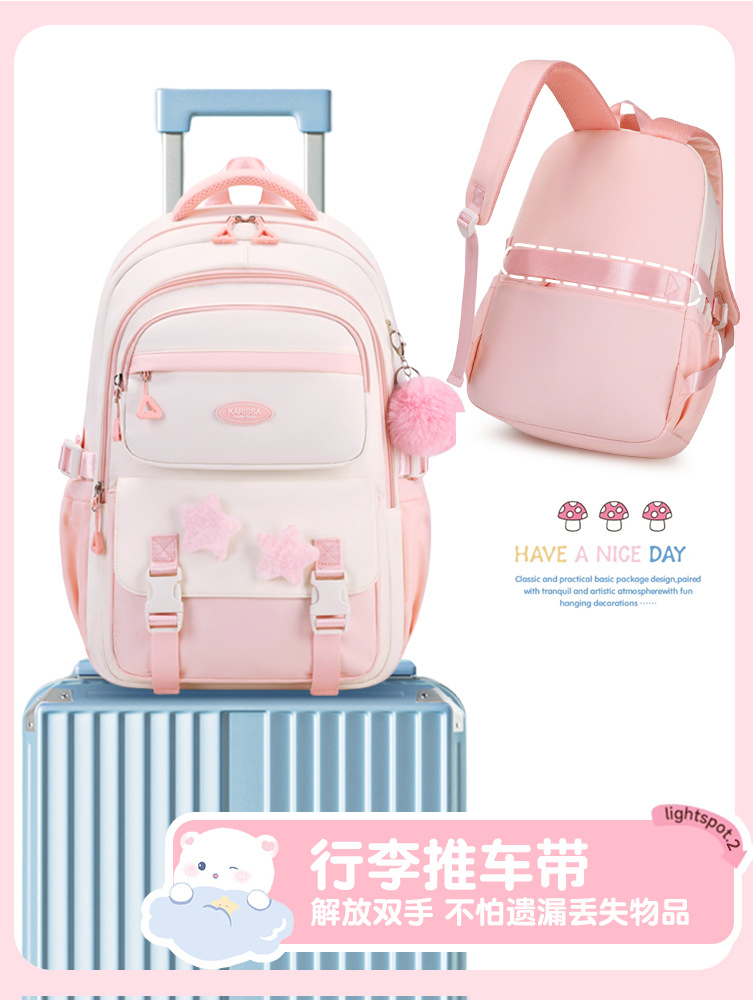 Shaodong Factory Cross-border Primary School Schoolbag Large Capacity Lightweight Junior High School Senior high school Girl Backpack Sleeve Tie Rod