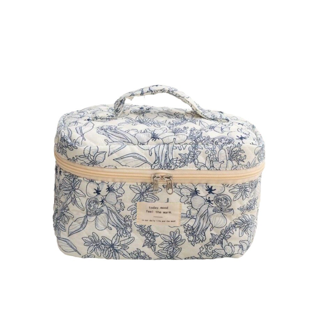 2024 Small Fresh Cute Cotton Cosmetic Bag Small Crowd Portable Washes Storage Bag Floral Ins Cute Box Bag Case