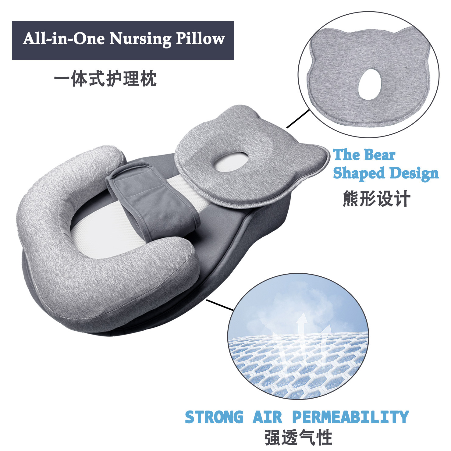 Anti-Spill Milk Choking Pillow, Baby Feeding Artifact, Nursing Pillow, Reclining Feeding Slope Pad for Infants, Anti-Vomiting Slope Pillow
