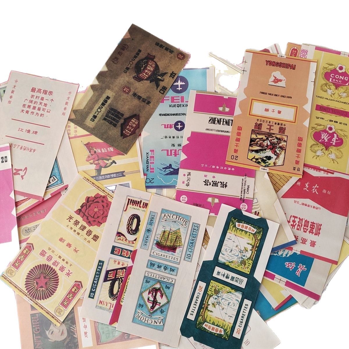 Antique Miscellaneous Collection, Antique Old Cigarette Labels, Cigarette Labels, Cigarette Brands, a Set of 115 Pieces