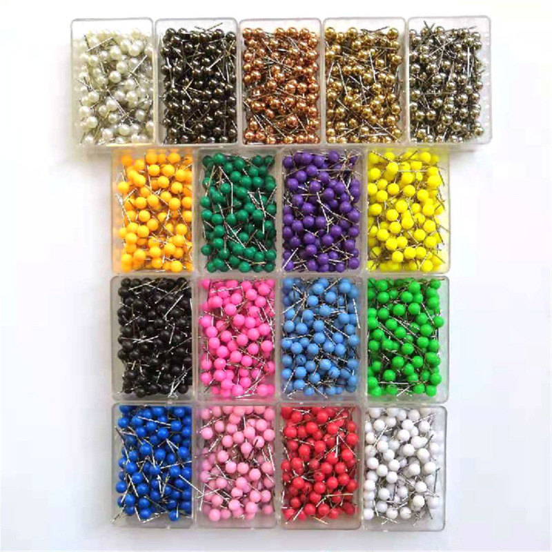 Colorful Plastic Stainless Steel Earth Needle Pin Stationery Office Art Ball Needle Cork Board Fixed Map Nail